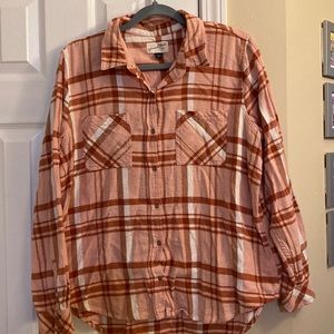 Like New, Universal Thread, Pink and Brown Flannel Button Down - Size Large